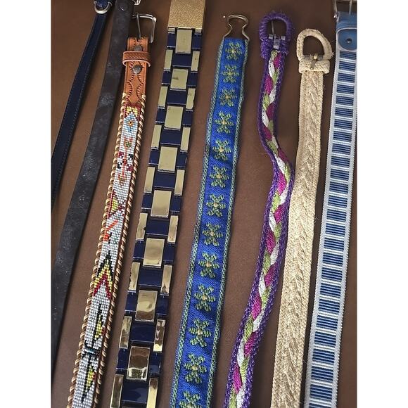 Lot of 9 Vintage Assorted Leather Beaded Canvas Fashion Western‎ Womans Belts main image 2
